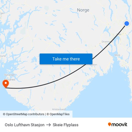 Oslo Lufthavn Stasjon to Skeie Flyplass map