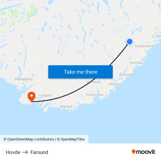 Hovde to Farsund map