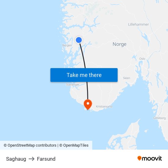 Saghaug to Farsund map