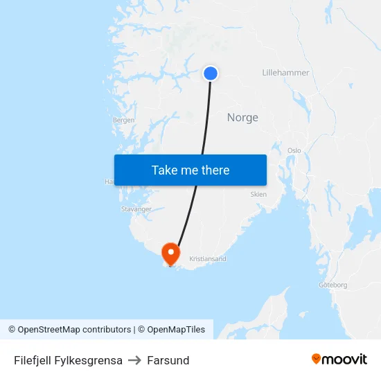 Filefjell Fylkesgrensa to Farsund map