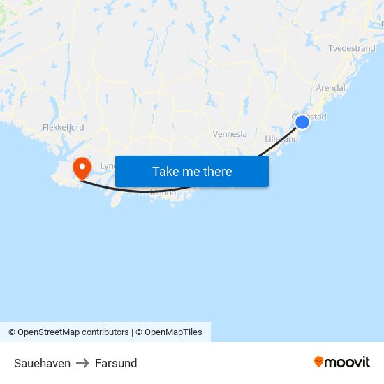 Sauehaven to Farsund map
