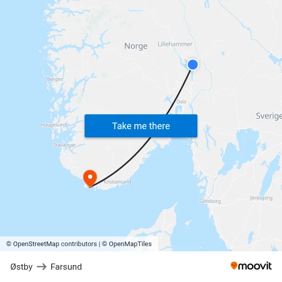 Østby to Farsund map