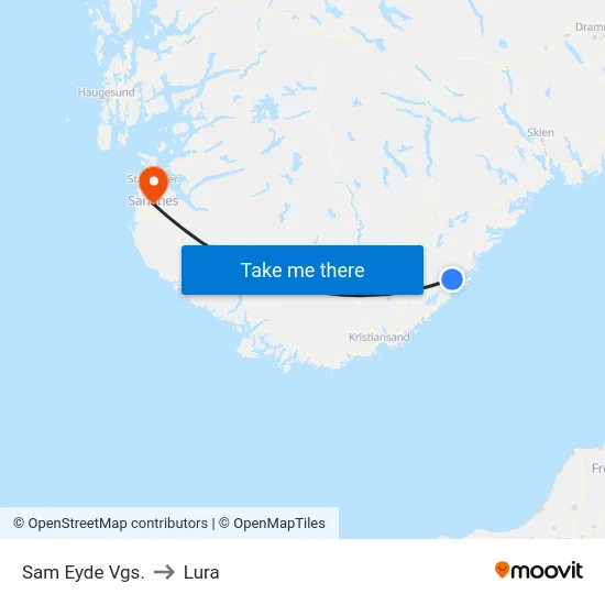 Sam Eyde Vgs. to Lura map