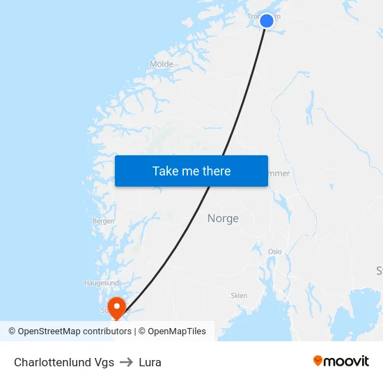 Charlottenlund Vgs to Lura map