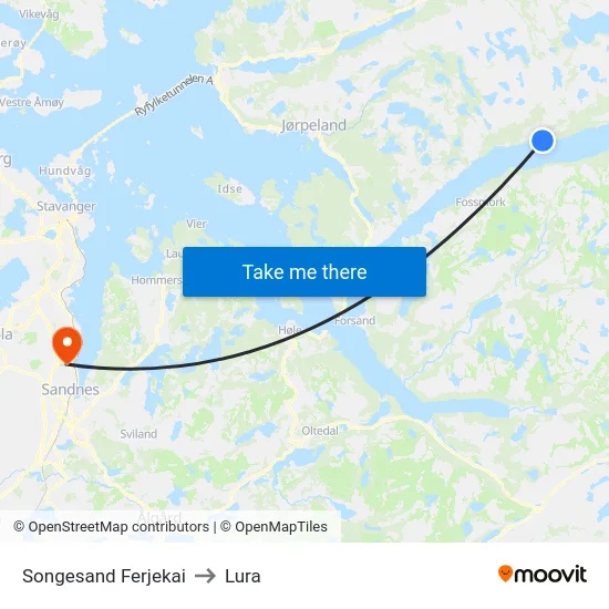 Songesand Ferjekai to Lura map