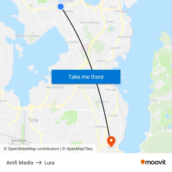 Amfi Madla to Lura map