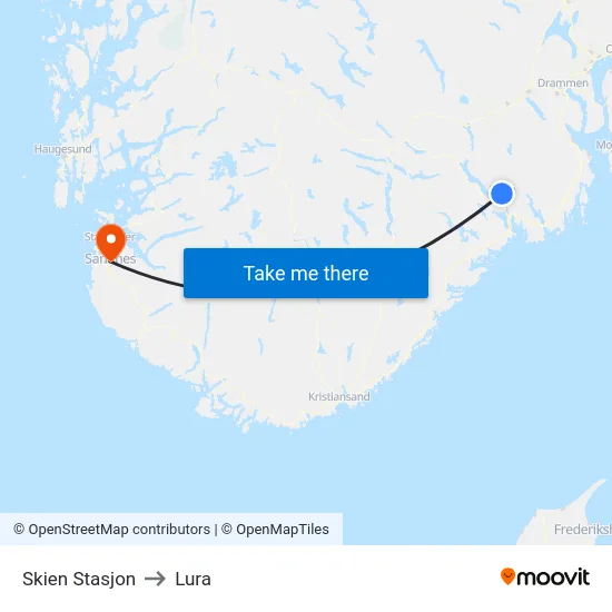 Skien Stasjon to Lura map