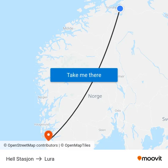 Hell Stasjon to Lura map