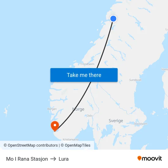 Mo I Rana Stasjon to Lura map