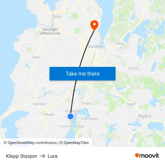 Klepp Stasjon to Lura map