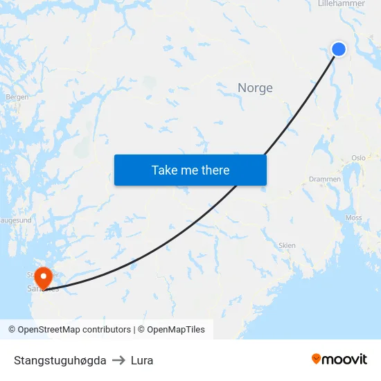 Stangstuguhøgda to Lura map