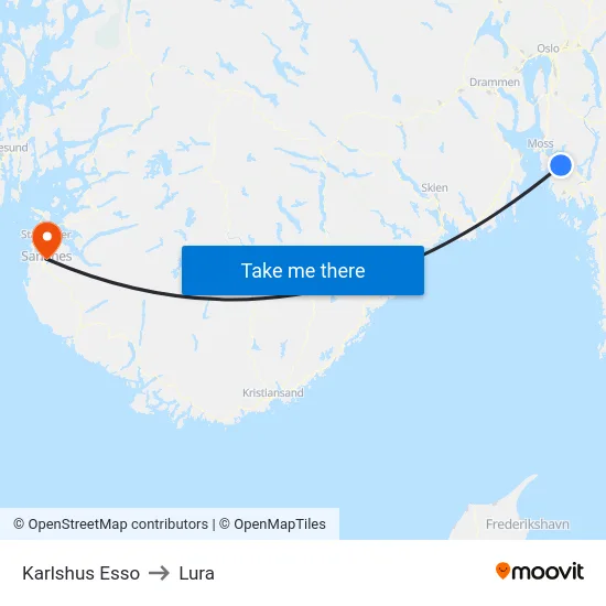 Karlshus Esso to Lura map