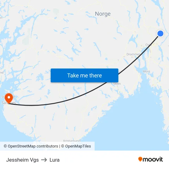 Jessheim Vgs to Lura map