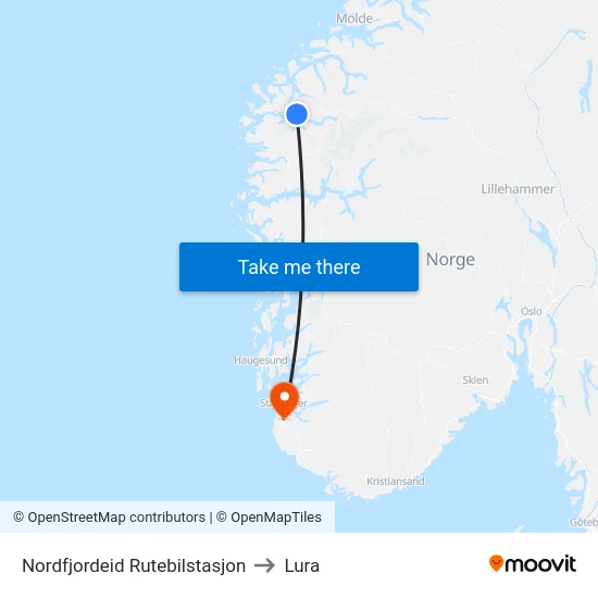 Nordfjordeid Rutebilstasjon to Lura map
