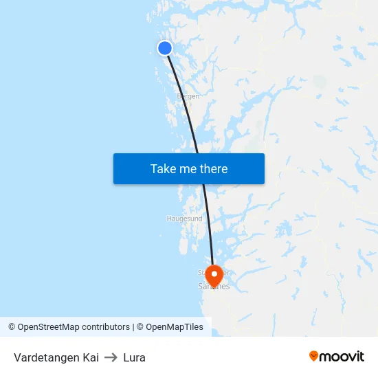 Vardetangen Kai to Lura map