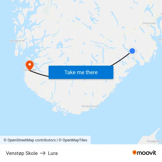 Venstøp Skole to Lura map