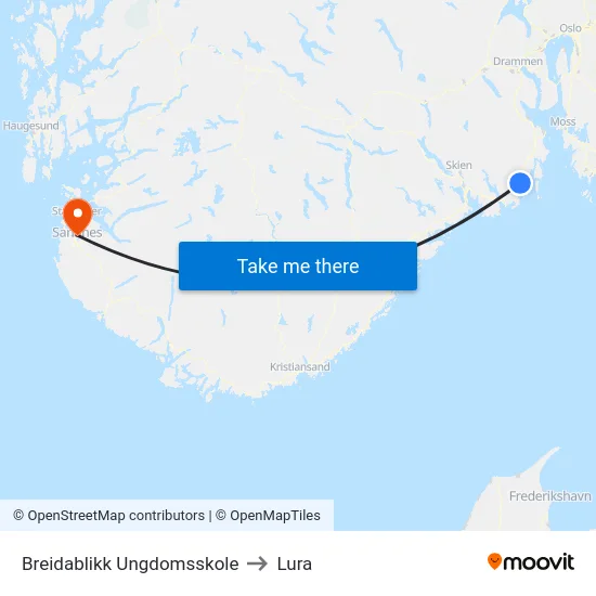 Breidablikk Ungdomsskole to Lura map