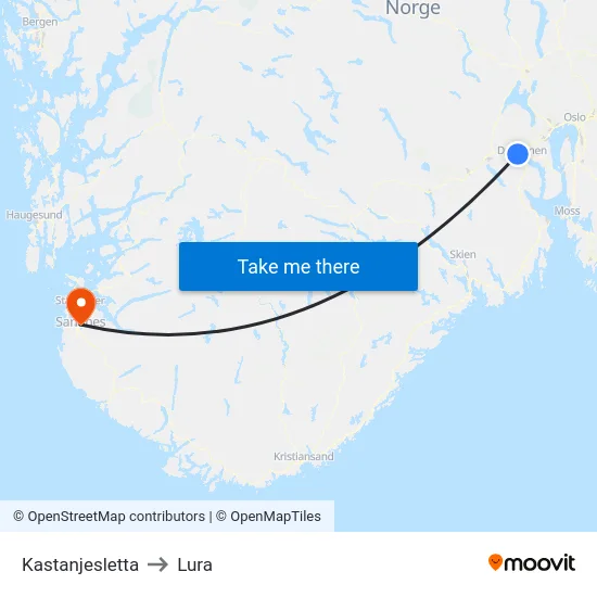 Kastanjesletta to Lura map