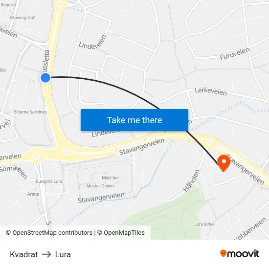 Kvadrat to Lura map