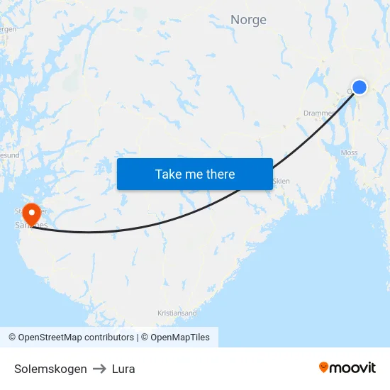 Solemskogen to Lura map