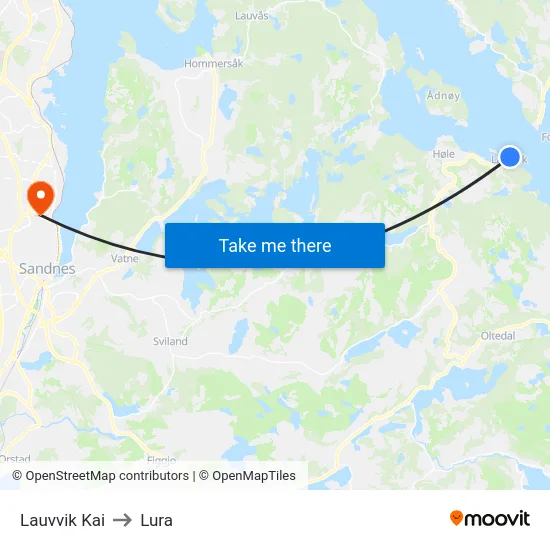 Lauvvik Kai to Lura map