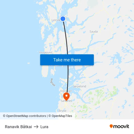Ranavik Båtkai to Lura map