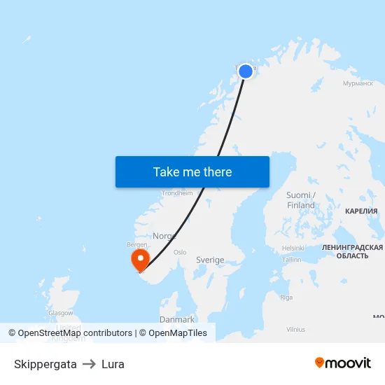 Skippergata to Lura map