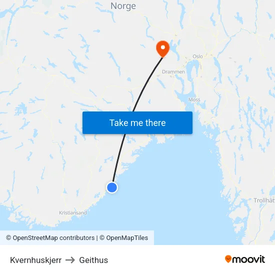 Kvernhuskjerr to Geithus map