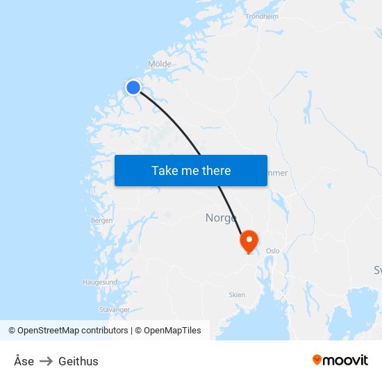 Åse to Geithus map