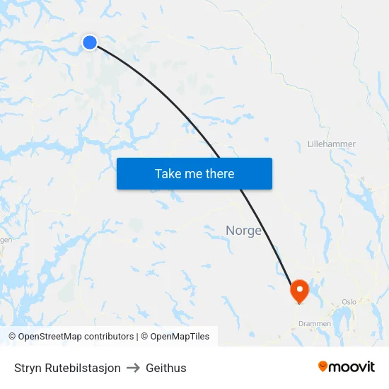 Stryn Rutebilstasjon to Geithus map
