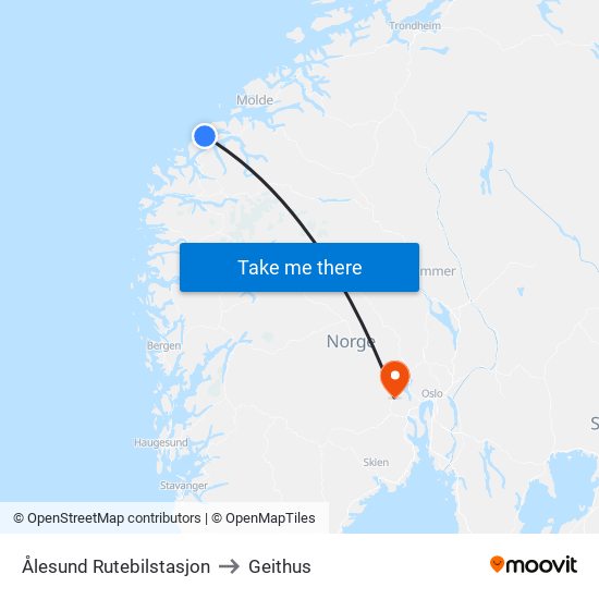 Ålesund Rutebilstasjon to Geithus map