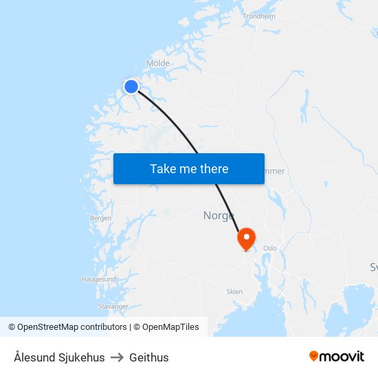 Ålesund Sjukehus to Geithus map