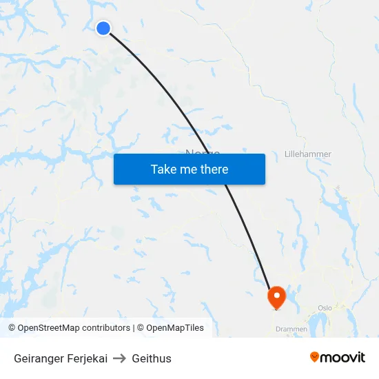 Geiranger Ferjekai to Geithus map