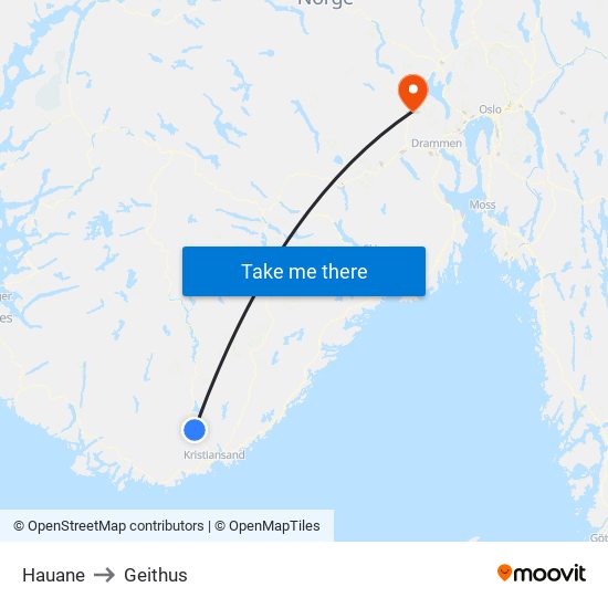 Hauane to Geithus map