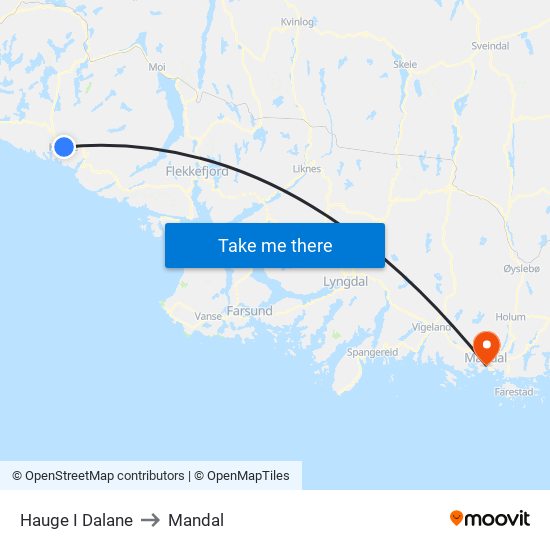 Hauge I Dalane to Mandal map