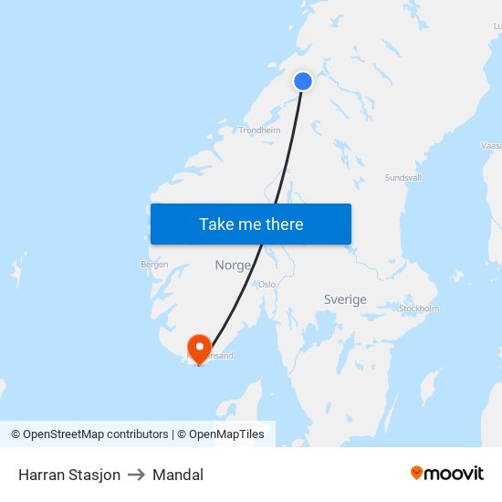 Harran Stasjon to Mandal map