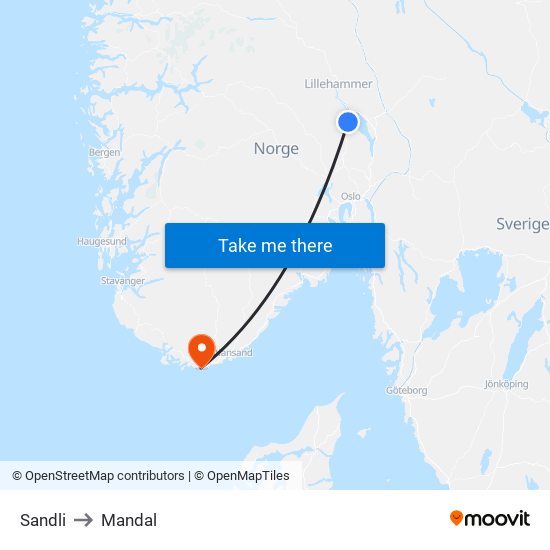 Sandli to Mandal map