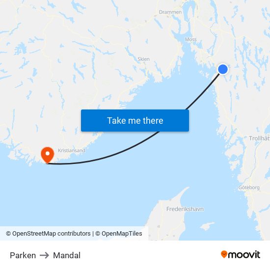 Parken to Mandal map