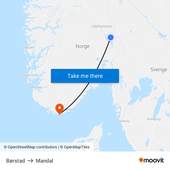 Børstad to Mandal map