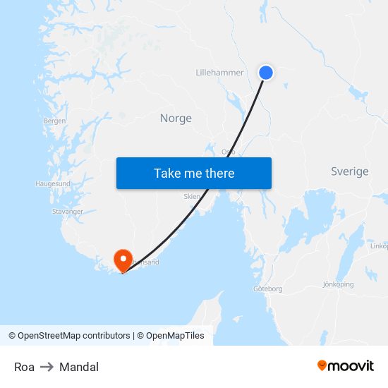 Roa to Mandal map