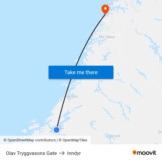 Olav Tryggvasons Gate to Inndyr map