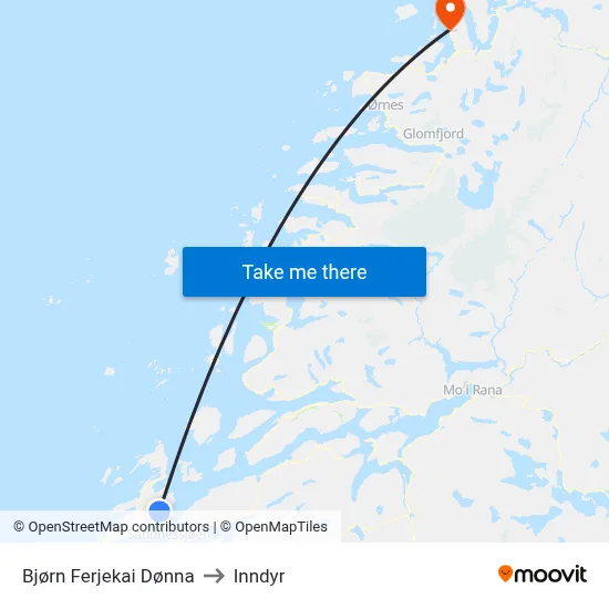 Bjørn Ferjekai Dønna to Inndyr map