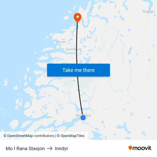 Mo I Rana Stasjon to Inndyr map