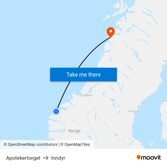 Apotekertorget to Inndyr map
