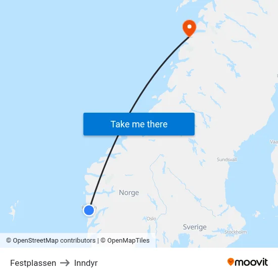 Festplassen to Inndyr map