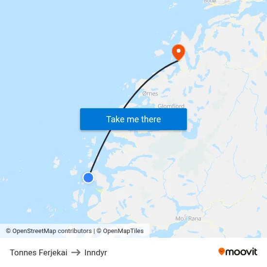 Tonnes Ferjekai to Inndyr map