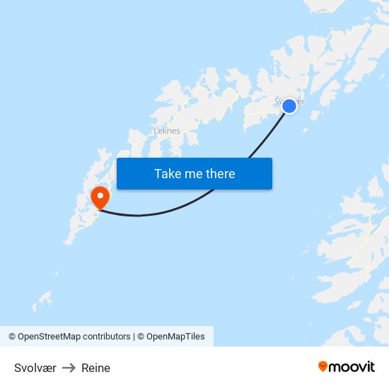 Svolvær to Reine map