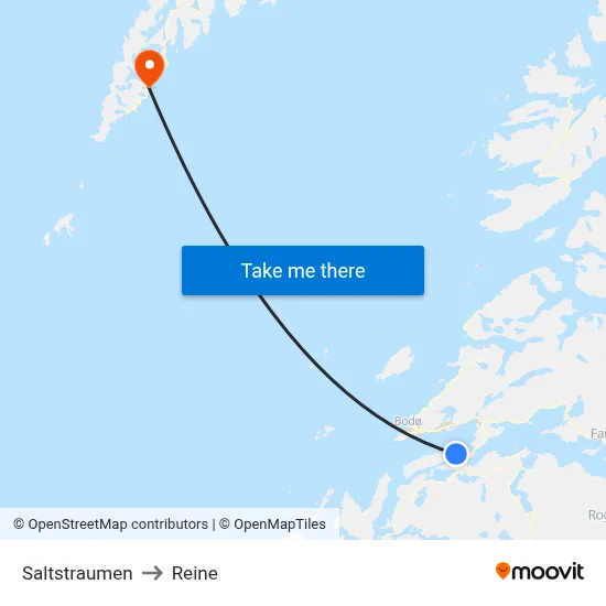 Saltstraumen to Reine map