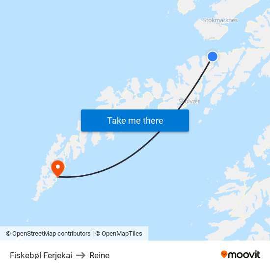 Fiskebøl Ferjekai to Reine map