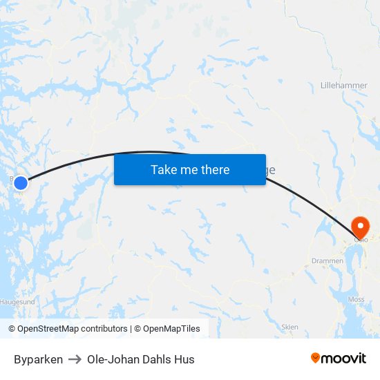 Byparken to Ole-Johan Dahls Hus map